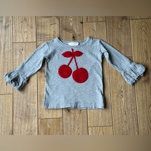Hannah Kate Cherry Appliqué Ruffle Sleeve Shirt size 5